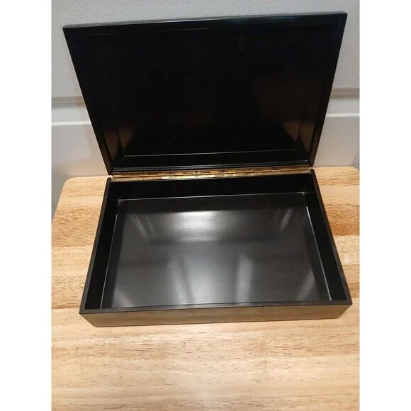 Couroc's‎ New Chest Couroc of Monterey California Box Decor Black Hinged Jewelry - Picture 11 of 12